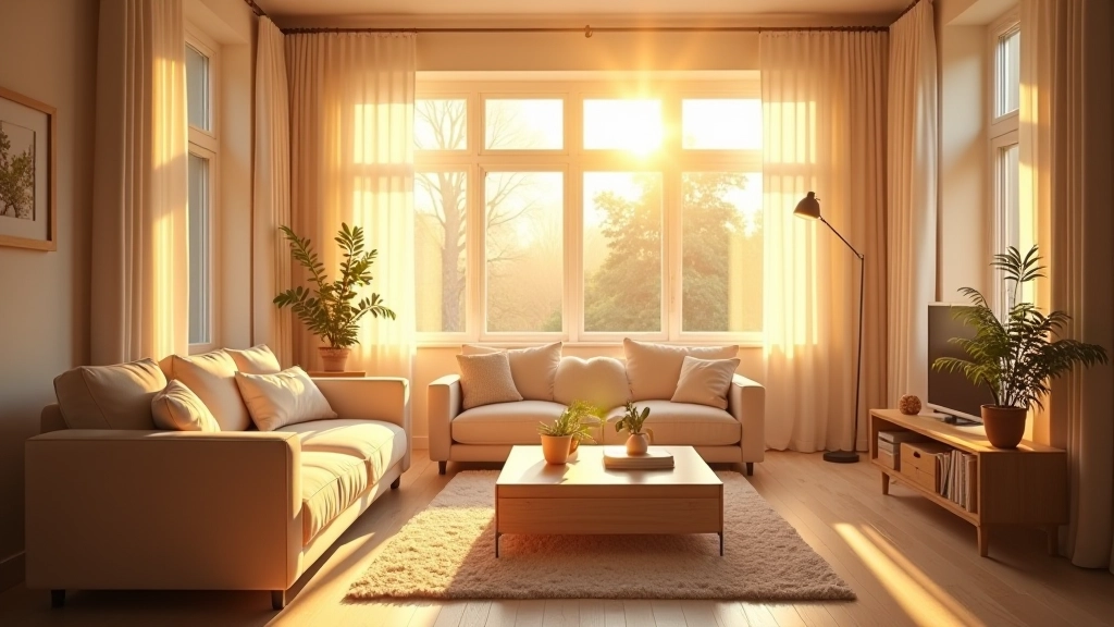 Before and after comparison showing same room with dark walls and heavy curtains versus light walls and open windows