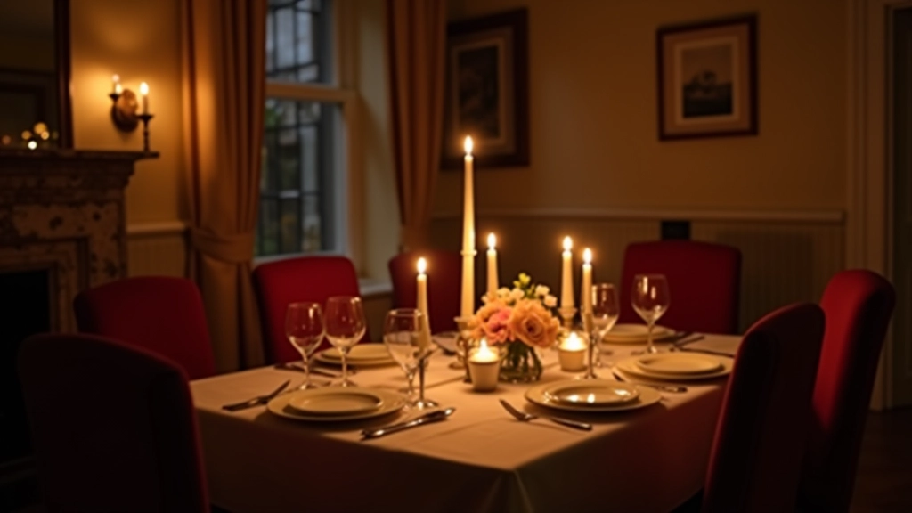Candlelit table setting with warm glow